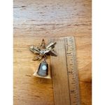 Christmas Holly & Bell Jingling Holiday Vintage‎ Enamel Gold Brooch Pin Photo 4