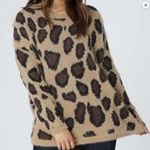 Altar'd State Oversized Cheetah Animal Print Mohair Eyelash Fuzzy Sweater Crew Photo 1