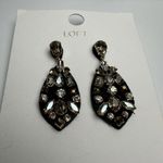 Loft Multi Color Rhinestone & Black Felt Pierced Dangle Drop Earrings NWT $39 Photo 3
