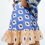 ZARA skirt printed Pareo wrap flounce hem abstract blue brown skirt New size S Photo 0