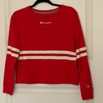 Champion  Red Varsity Stripe Crop Top Small Photo 0
