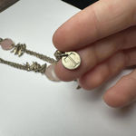 Talbots  Pink Stone Leaf Charms Gold Tone Station Necklace Signed Photo 1