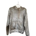 ZARA  Woman Silver Metallic Foil Hoodie Futuristic Y2K Streetwear Knit FW23 Small Photo 2
