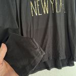 Rae Dunn Hello New Year Black Gold T-Shirt Tee Long Sleeve Large NYE Y2K Glam Photo 2