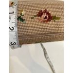Vintage Floral Tapestry Needlepoint Purse Handbag Granny w/ Small Mirror EUC Tan Photo 10