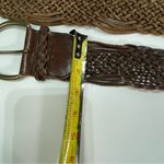 Eddie Bauer Vtg Y2K  XL Wmn  Brown Leather Woven Braided Chunky Belt  Boho Brass Photo 5