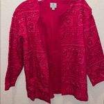 Chico's  Vibrant Pink Embroidered Jacket Crocheted Flowers Photo 0