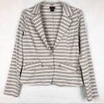 Rue 21 Striped Button Down Blazer Size L Gray White Workwear Casual Photo 0