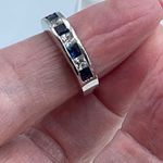 Boutique Blue Sapphire and rhinestone silver plated ring size 6:25 Photo 3