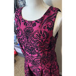 Danny & Nicole  Red & Black Velvet Scroll Dress Fit Flare Sleeveless Sz 14 Party Photo 1