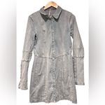 Free People  Thea Blue Denim Long Bell Sleeve Mini Dress Size Small Photo 4