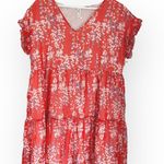 ePretty NWT Floral Tiered V Neck Ruffle Sleeve Mini Dress Red White Size Medium Photo 1