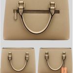 Rosani Cream Faux Leather Structured Satchel Tote Handbag Purse 10" x 13" x 5 " Tan Photo 1