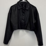 Forever 21 Black Cropped Faux leather jacke - Size S Photo 0