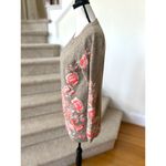 Anthropologie Sleeping On Snow Tan Pink Embroidered Floral Wool Blend Sweater Photo 1