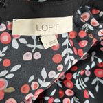 Loft  Dress Womens Size Small Velvet Trim Long Sleeve Keyhole Floral Cherry Berry Photo 8