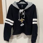NFL FOCO  New Orleans Saints Women's Standard Striped Sleeve Cropped Hoodie Size XL Photo 3