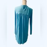 Soft Surroundings Women’s  Blue Long Sleeve Button Down Shirt With Ruffles On Hem Photo 3