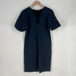Massimo Dutti  Mini Shift Dress Womens Small Blue Puff Sleeve Back Tie & Zip Photo 8