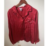 Vintage Pink by KMart 2 Piece Satin Pajama Set Womens Large Red Embroider Pocket Photo 1