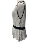 White House | Black Market  Stretch Crochet Peplum Knit Top Size Medium Black White Photo 3