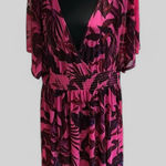 Torrid Vibrant Pink and Black Leaf Print Cover up Dress Size 1X Photo 0