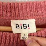 Bibi soft fuzzy striped relaxed Crewneck sweater size S Pink Photo 7