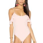 LPA / Revolve Cold Shoulder Ruffle Bodysuit 182 in Peony Photo 9