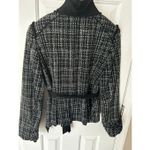 White House | Black Market Tweed Coco ruffled neck blazer jacket sz 6 black white Photo 3