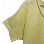 Chico's Yellow Linen Knit Top Size 0 Small Metallic Trim Short Sleeve Tunic Tee Photo 9