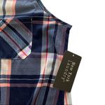 Via Penny Lane Reworked Apparel | Aaliyah Graphic Plaid Button Down Shirt Small Blue Photo 2