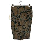 LuLaRoe  Geometric Cassie Paisley Pencil Skirt Size Small Green Gold Midi Office Photo 7