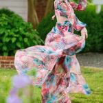 NWT Sukiso Esvedra Gown in Tropical Palm Size Small Cut Out Resort wear Wedding Pink Photo 0