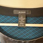 Alfani Tunic Top Faux Leather Trim Keyhole Neckline Striped Women’s Size Large Black Photo 7