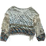 Free People  Macra Maze Me Ivory Combo Tassel Fringe long sleeve lace Top Size M Photo 11