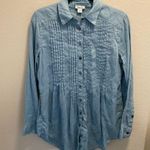 Sundance  Katina 100% Linen Chambray Button Down Pleated Shirt Photo 1