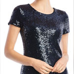 Bailey 44 Edie Sequin Navy Blue Short Sleeve crew Neck Top Size Small Photo 0