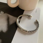 Boutique NEW Solid Unisex Braided Bar 925 Sterling Silver Cuff‎ Bracelet, Adjustablee Photo 1