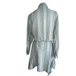 ZARA  Zoe Shirt Dress Sage Green Striped Cotton Linen Blend Tie Front Button‎ XS Photo 4