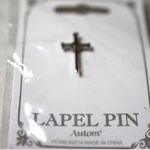 NIP Autom Nostalgic Lenten Nail Cross Silver Tone 3/4" Tie Tac/Lapel Pin Photo 3