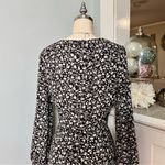 Lulus Fall Into You Black Floral Print Long Sleeve Wrap Dress Medium Photo 7