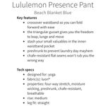 Lululemon Presence Pant Beach Blanket Blue Leggings Size 4 Photo 13