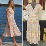 Current Air Anthropologie Sereia Shirred Pleated Watercolor Midi Dress Sz S ๐งก๐ Photo 1