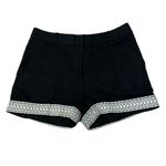 Kate Spade  NY Black Linen White Geometric Embroidered Lining Shorts sz US 2 NEW Photo 4