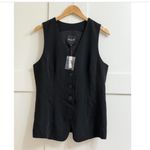 Madewell  Cutaway Long Vest in Jet Black, Size 10 Photo 6