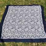 Blue & White Print Floral Scarf 42”x41” Square Photo 0