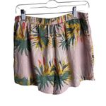 Sadie And Sage Size Large Linen Pull On Shorts Tropical Floral Pink Beachy Swim Photo 1