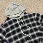 SheIn EZwear Tartan Drawstring Hooded Plaid Button Up - Size L Photo 2