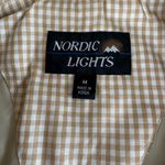 Vintage Nordic Lights Light Khaki Ivory Gingham Quilted Chore Jacket Coat Medium White Photo 3