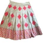 BCBG Maxazria cotagecore bohemian embroidered beige and red maxi pleated skirt 2 Photo 0